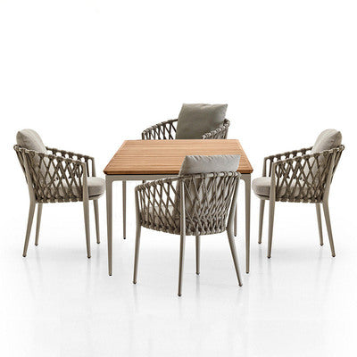 Nordic Outdoor Tables And Chairs Commercial Street Rattan Chair Model Room Villa Outdoor Outdoor Combined Courtyard Rope Woven Balcony Tables And Chairs