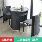 Outdoor Leisure Balcony Rattan Chair Tea Table Three Piece Set Of Modern Simple Rattan Furniture Set Outdoor Balcony Chair