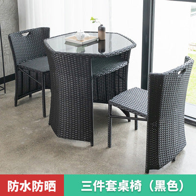 Outdoor Leisure Balcony Rattan Chair Tea Table Three Piece Set Of Modern Simple Rattan Furniture Set Outdoor Balcony Chair