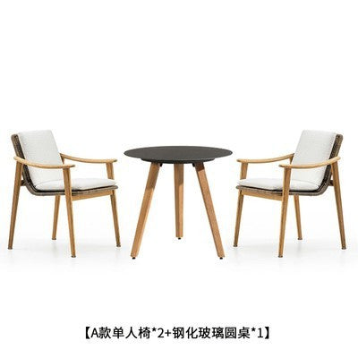 Nordic Outdoor Teak Rattan Tables And Chairs Courtyard Garden Villa Hotel Home Stay Model Room Outdoor Furniture Matching