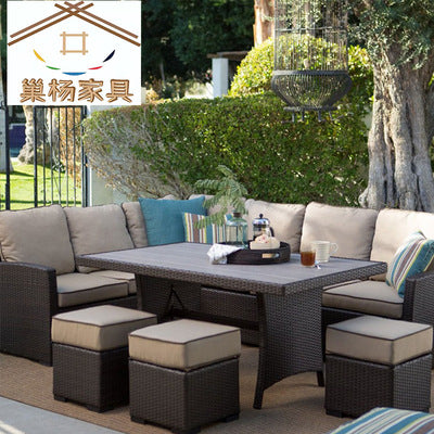 Outdoor Rattan Chair Sofa Outdoor Courtyard Terrace Sunshine Room Rattan Sofa Balcony Leisure Corner Rattan Sofa Combination