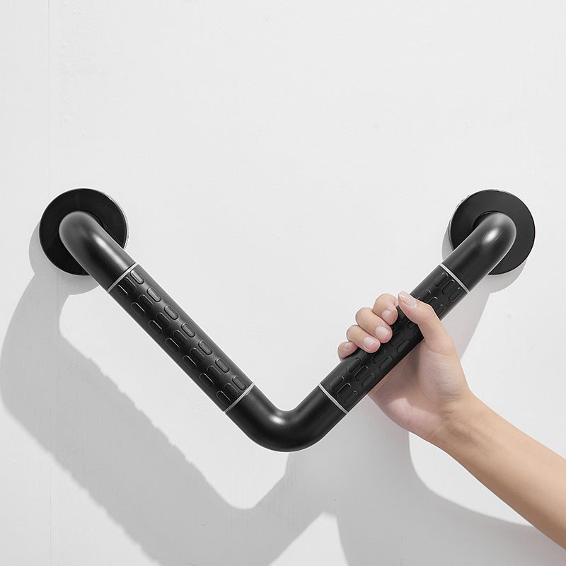 Black handrail, stainless steel bathroom, toilet, barrier free, elderly disabled, safety, anti-skid toilet handle