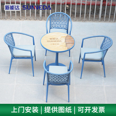 Outdoor Leisure Aluminum Metal Table And Chair Combination Outdoor Open Courtyard Balcony Sunscreen Tea Table Table And Chair