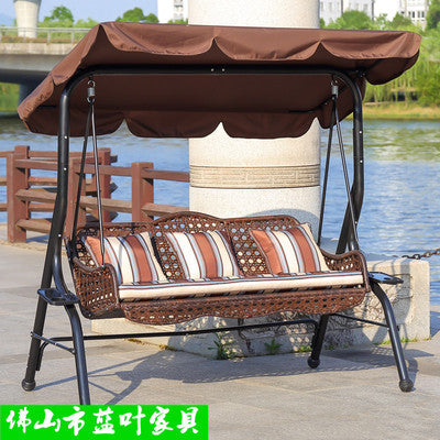 Outdoor Courtyard Double Basket Swing Household Rocking Chair Balcony Chair Garden Rattan Chair Iron Leisure Outdoor Swing