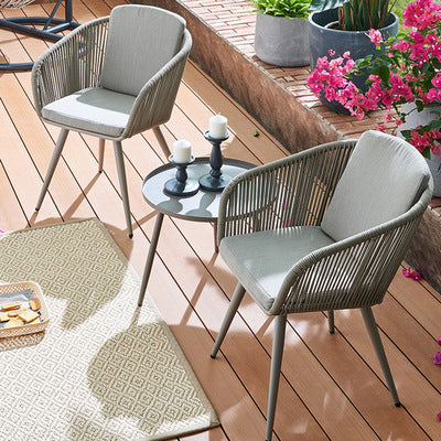 Outdoor Nordic Leisure Rattan Chair Combination Hotel Villa Garden Balcony Chair Aluminum Woven Rope Rattan Furniture