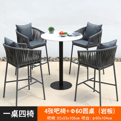 Nordic Modern Leisure Outdoor Bar Chair Open Air Coffee Bar High Stool Balcony High Foot Outdoor Bar Chair