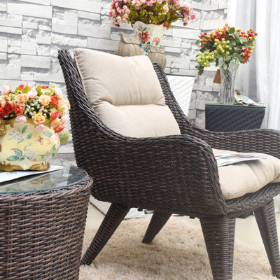 Rattan Chair Three Piece Set Balcony Small Table And Chair Leisure Outdoor Courtyard Tea Table Combination Outdoor Terrace Rattan Armchair