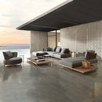 Nordic Outdoor Sofa Villa Courtyard Garden Combined Rattan Sofa Leisure Teak Rattan Chair Sofa