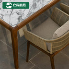 Outdoor Dining Table And Chair Combination Rock Board Furniture Teak Rattan Villa Rattan Chair Outdoor Leisure Model Room Home Stay Chair