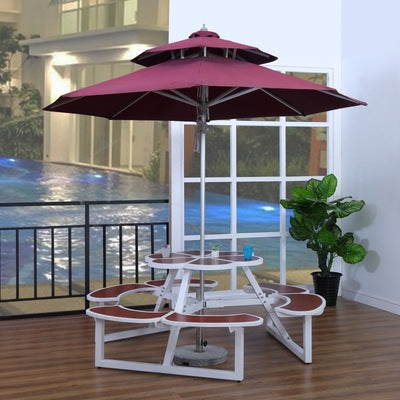 Outdoor Park Table Anticorrosive Wood Outdoor Business Street Leisure Garden Bar Table Amusement Park Plastic Wood Conjoined Tables And Chairs