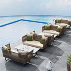 Outdoor Sofa Waterproof Outdoor Restaurant Card Seat Rattan Sofa Courtyard Terrace Leisure Double Rattan Sofa Chair