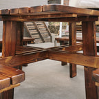 Outdoor Anticorrosive Carbonized Tables And Chairs Integrated Tables And Chairs Leisure Outdoor Tables And Chairs Park Solid Wood Balcony