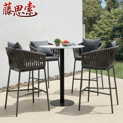 Nordic Modern Leisure Outdoor Bar Chair Open Air Coffee Bar High Stool Balcony High Foot Outdoor Bar Chair