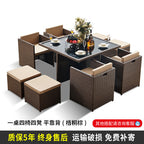 Outdoor Table And Chair Combination Modern Simple Terrace Outdoor Bar Coffee Shop Leisure Rattan Chair Furniture Imitation Rattan Table And Chair