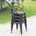 Outdoor Leisure Tables And Chairs Combination Terrace Courtyard Plastic Wood Tables And Chairs Dining Bar Milk Tea Shop Balcony Garden Five Piece Set