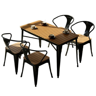 Qianmu Modern Simple Outdoor Tables And Chairs Milk Tea Shop Coffee Shop Outdoor Leisure Table Courtyard Plastic Wood Table And Chair Combination