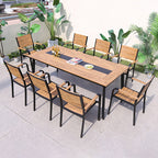 Outdoor Plastic Wood Table And Chair Combination Leisure Anti-corrosion Wood Table And Chair Outdoor Terrace Balcony Table And Chair
