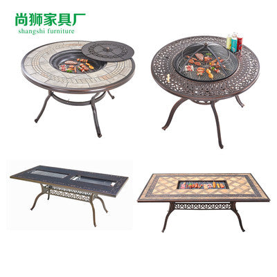 Outdoor Barbecue Table Leisure Courtyard Table Iron Cast Aluminum Table Villa Leisure Table And Chair Household Commercial Carbon Electric Baking Table