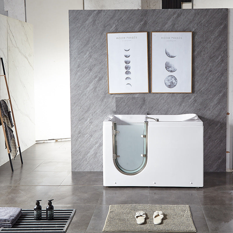 Elderly walk-in acrylic bathtub door opening bathtub square sitting bathtub side opening bubble massage bathtub