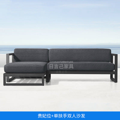 Aluminum Alloy Outdoor Sofa Three Person Balcony Villa Courtyard Office Sofa Tea Table Combination Two Person Industrial Style Sofa