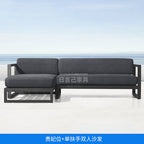 Aluminum Alloy Outdoor Sofa Three Person Balcony Villa Courtyard Office Sofa Tea Table Combination Two Person Industrial Style Sofa