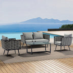 Nordic Outdoor Sofa Tea Table Combination Villa Courtyard Rattan Tables And Chairs Designer Hotel Terrace Furniture Sofa Chairs