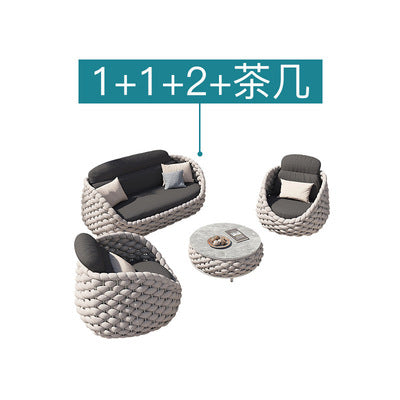 Outdoor Sofa Courtyard Leisure Sofa Chair Outdoor Furniture Three Piece Combination Nordic Rattan Art Sofa