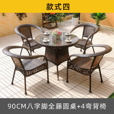 Outdoor Tables And Chairs Rattan Chair Combination Courtyard Balcony Leisure Rattan Terrace Outdoor Garden Waterproof Sunscreen Chair Coffee Table