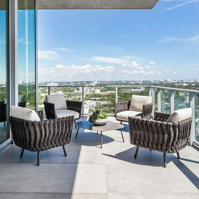 Outdoor Sofa Leisure Balcony Rattan Sofa Villa Outdoor Courtyard Double Outdoor Rattan Chair Sofa Furniture Combination