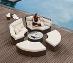 Outdoor Furniture Villa Garden Balcony Rattan Sofa Swimming Pool Round Lying Bed Sofa Leisure Table And Chair Combination Sofa
