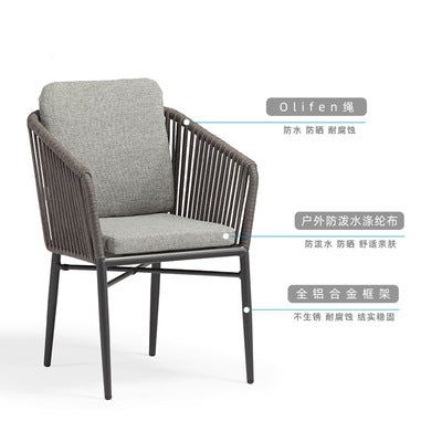 Outdoor Leisure Metal Tables And Chairs Outdoor Coffee Shop Milk Tea Shop Balcony Rattan Chair Three Piece Rope Braided Terrace Tables And Chairs