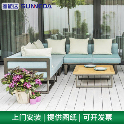 Foshan Outdoor Leisure Sofa Tea Table Outdoor Aluminum Alloy Courtyard Garden Balcony Furniture Sofa Table And Chair Combination
