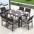 Outdoor Leisure Tables And Chairs Combination Terrace Courtyard Plastic Wood Tables And Chairs Dining Bar Milk Tea Shop Balcony Garden Five Piece Set