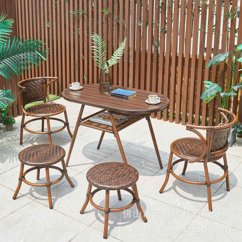 Outdoor Garden Leisure Rattan Chair Three Piece Set Courtyard Balcony Tables And Chairs Milk Tea Shop Coffee Shop Outdoor Tables And Chairs Combination