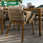 Outdoor Dining Table And Chair Combination Rock Board Furniture Teak Rattan Villa Rattan Chair Outdoor Leisure Model Room Home Stay Chair