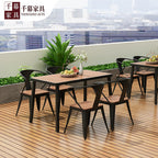 Qianmu American Industrial Style Outdoor Plastic Wood Dining Table And Chair Combination Villa Garden Milk Tea Shop Coffee Shop Balcony Dining Chair