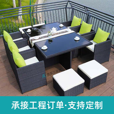 Outdoor Rattan Woven Storage Tables And Chairs Leisure Courtyard Terrace Garden Rattan Chair Hotel Resort Modern Rattan Woven Sofa Chair