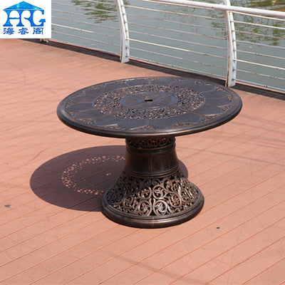 Outdoor Cast Aluminum Tables And Chairs Red Sandalwood Terrace Villa Courtyard Hotel Outdoor European Leisure Iron Furniture Combination
