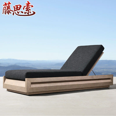 Teak Outdoor Bed Leisure Courtyard Outdoor Balcony Lounge Chair Villa Swimming Pool Modern Solid Wood Beach Chair