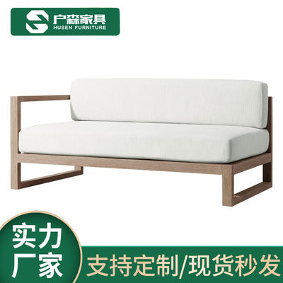 Outdoor Solid Wood Sofa Combination Outdoor Garden Courtyard Teak Home Stay Furniture Outdoor Waterproof Leisure Coffee Table Hotel