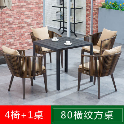 Outdoor Tables And Chairs Courtyard Balcony Outdoor Leisure Outdoor Terrace Garden Waterproof Tea Table Combination Rattan Chair