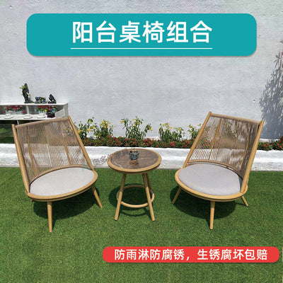 Balcony Leisure Table And Chair Combination Rattan Single Sofa Chair Outdoor Courtyard Garden Terrace Rattan Chair Tea Table Set