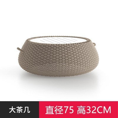 Nordic Outdoor Sofa Balcony Courtyard Rattan Chair Hotel Villa Leisure Rattan Sofa Chair Three Piece Rattan Sofa