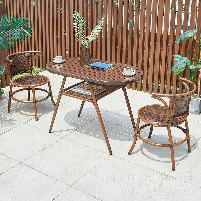 Outdoor Garden Leisure Rattan Chair Three Piece Set Courtyard Balcony Tables And Chairs Milk Tea Shop Coffee Shop Outdoor Tables And Chairs Combination