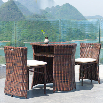 Outdoor Leisure Balcony Rattan Chair Tea Table Three Piece Set Of Modern Simple Rattan Furniture Set Outdoor Balcony Chair