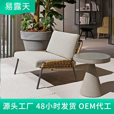 Nordic Outdoor Rattan Chair Balcony Leisure Rattan Furniture Courtyard Table And Chair Three Piece Set Garden Tea Table Combination Rattan Table And Chair