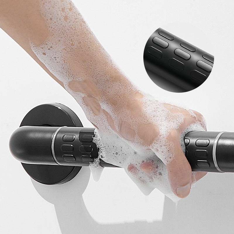 Black handrail, stainless steel bathroom, toilet, barrier free, elderly disabled, safety, anti-skid toilet handle