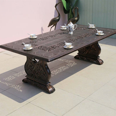 Outdoor Cast Aluminum Tables And Chairs Red Sandalwood Terrace Villa Courtyard Hotel Outdoor European Leisure Iron Furniture Combination