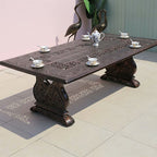 Outdoor Cast Aluminum Tables And Chairs Red Sandalwood Terrace Villa Courtyard Hotel Outdoor European Leisure Iron Furniture Combination