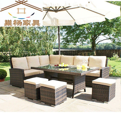 Outdoor Rattan Chair Sofa Outdoor Courtyard Terrace Sunshine Room Rattan Sofa Balcony Leisure Corner Rattan Sofa Combination